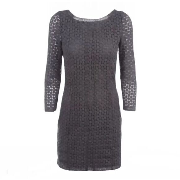 NWT Diane Von Furstenberg Caritan Long Sleeve Lace Mini Gray Dress 6 - Picture 1 of 14